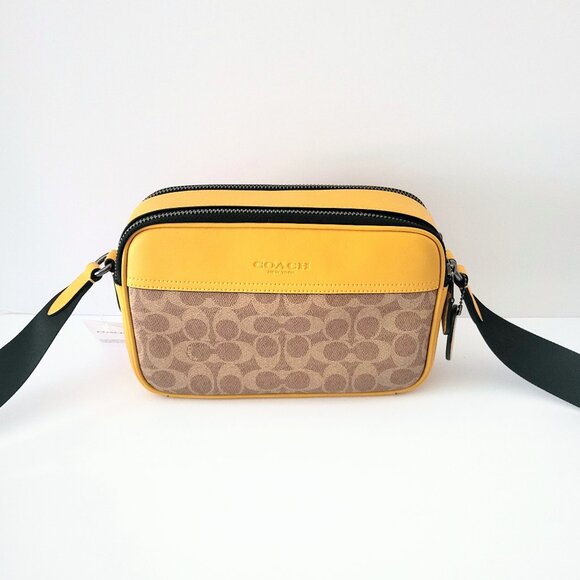Coach CAX46 Graham Crossbody Signature Colorblock Bag Tan Buttercup - Picture 1 of 8